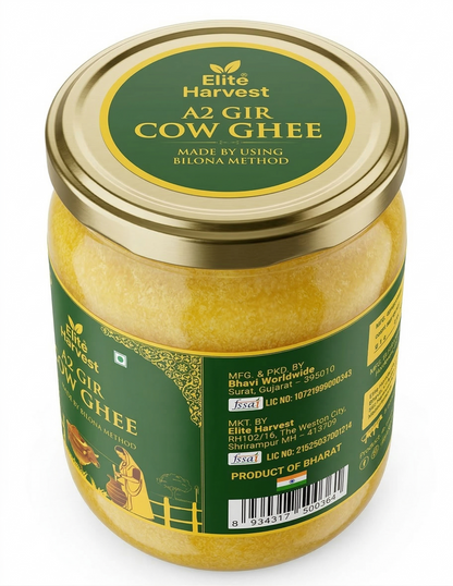Elite Harvest A2 Gir Cow Desi Ghee — Bilona Method (500 ML)